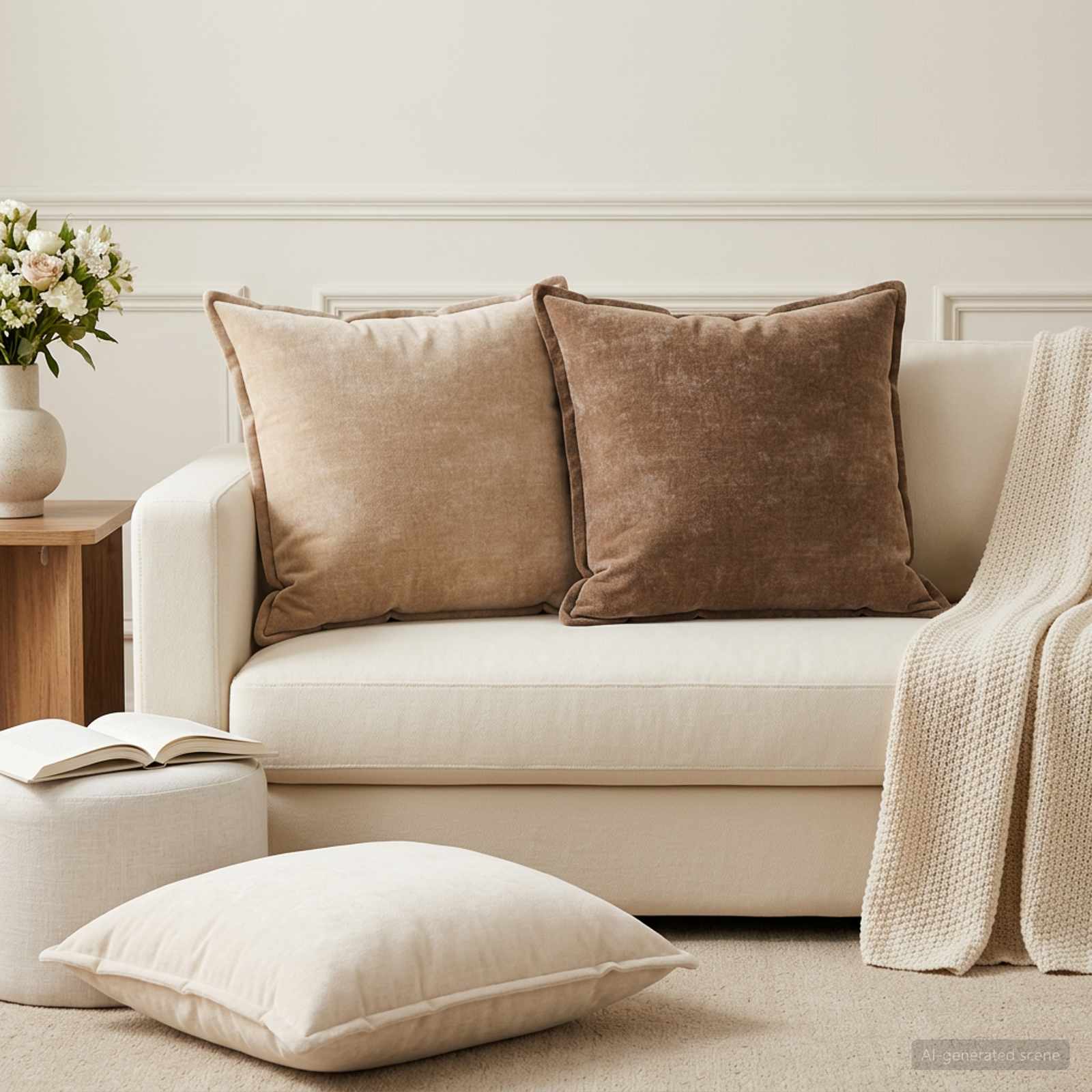 Kissenbezug 6 stk. HOUTEN Braun 55 x 55 cm Chenille-Stoff