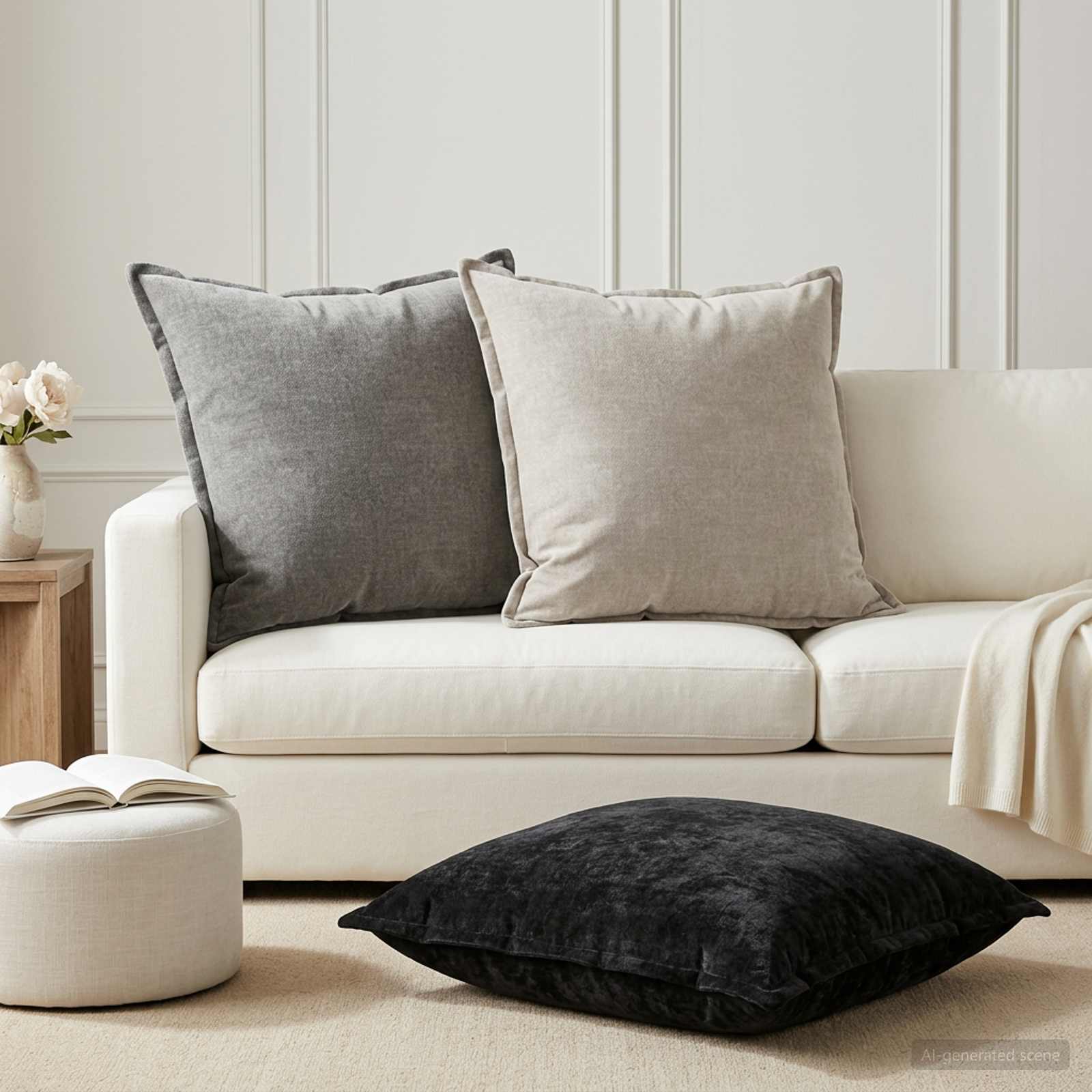 Kissenbezug 6 stk. HOUTEN Anthrazit 80 x 80 cm Chenille-Stoff