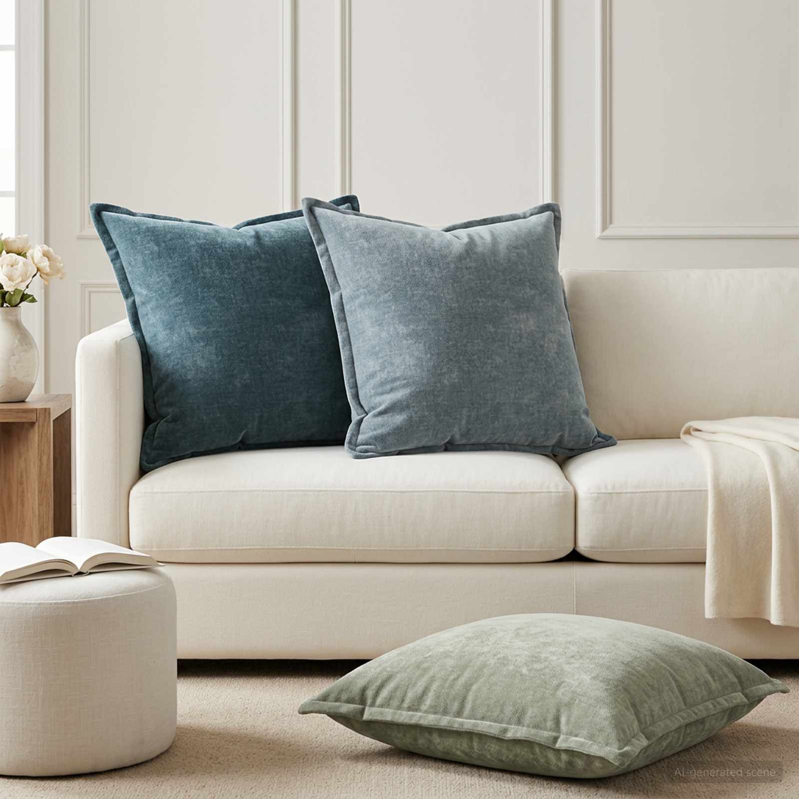 Kissenbezug 2 stk. HOUTEN Blau 80 x 80 cm Chenille-Stoff