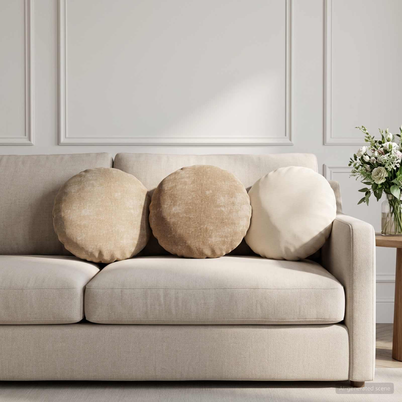 Kissenbezug 2 stk. HEERLEN Taupe Ø 40 cm Chenille-Stoff