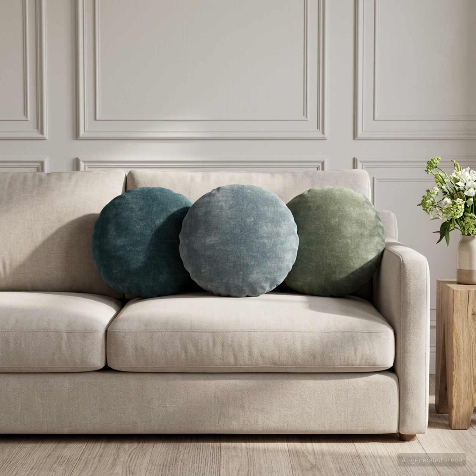 Kissenbezug 6 stk. HEERLEN Blau Ø 30 cm Chenille-Stoff