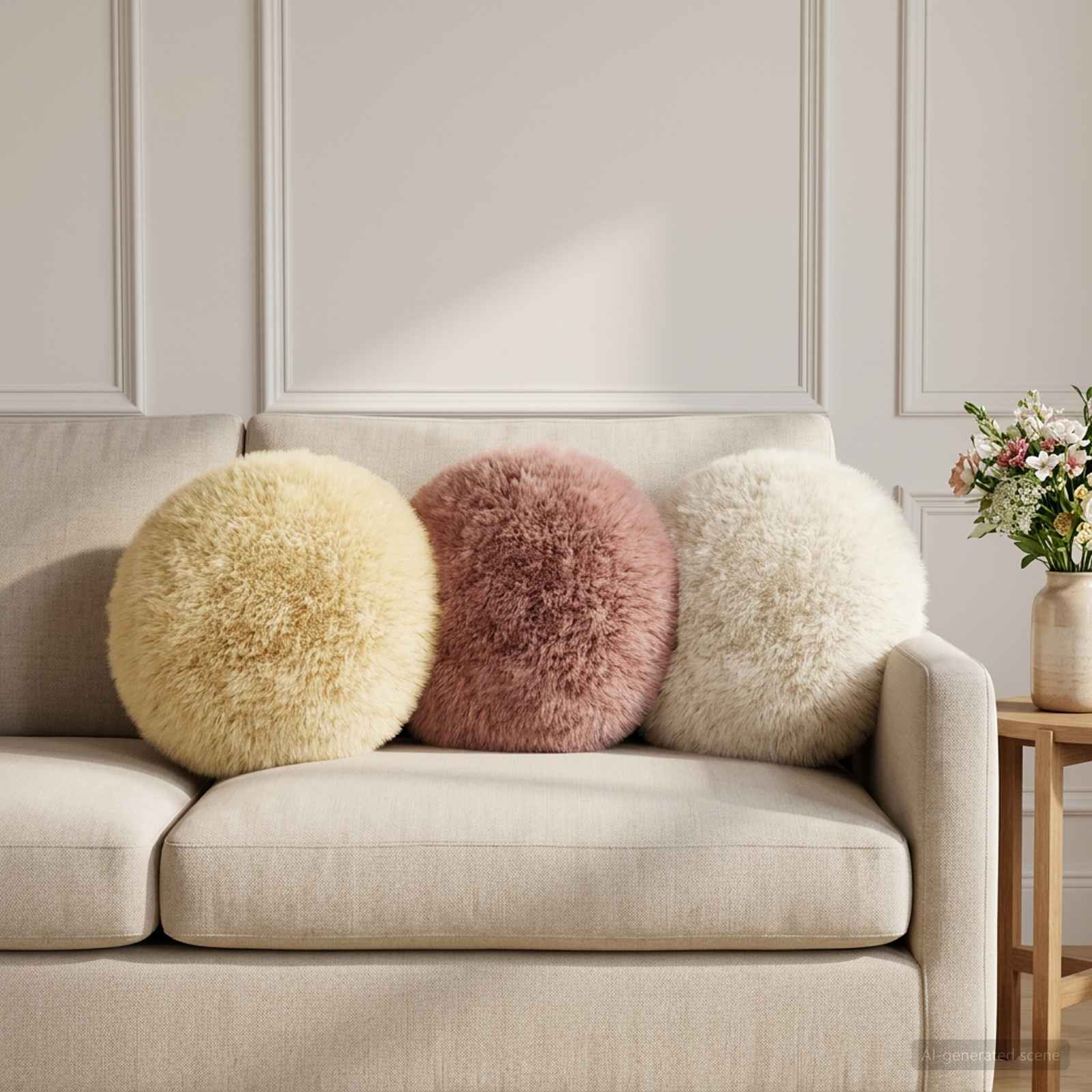 Kissenbezug 6 pcs HEERLEN Weiß Ø 30 cm PV Fleece