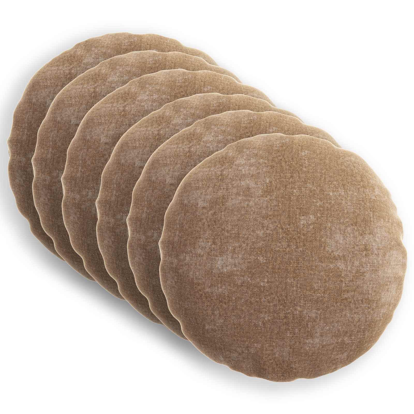Kissenbezug 6 stk. HEERLEN Braun Ø 40 cm Chenille-Stoff