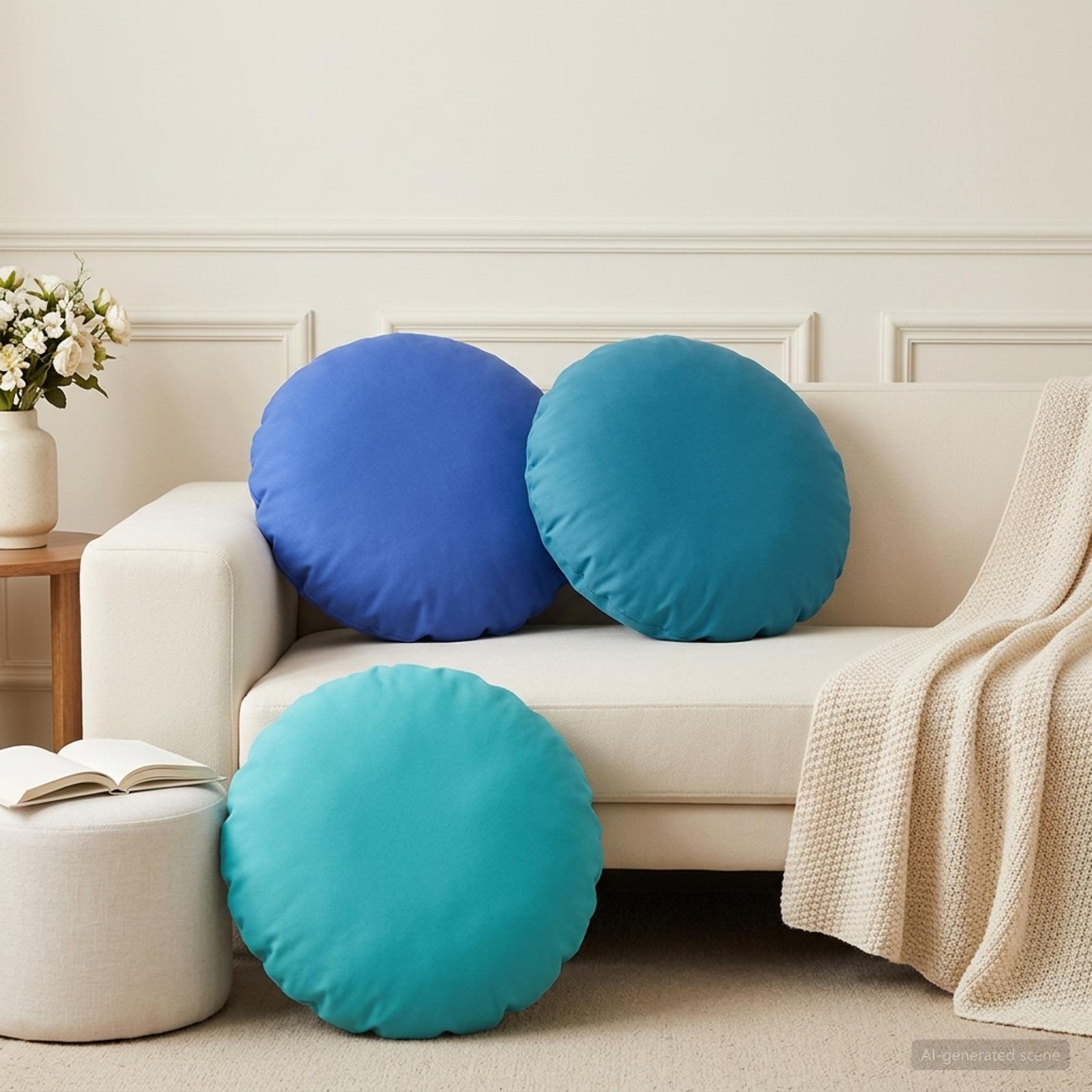 Kissenbezug 2 pcs HEERLEN Türkis Ø 50 cm Polyester