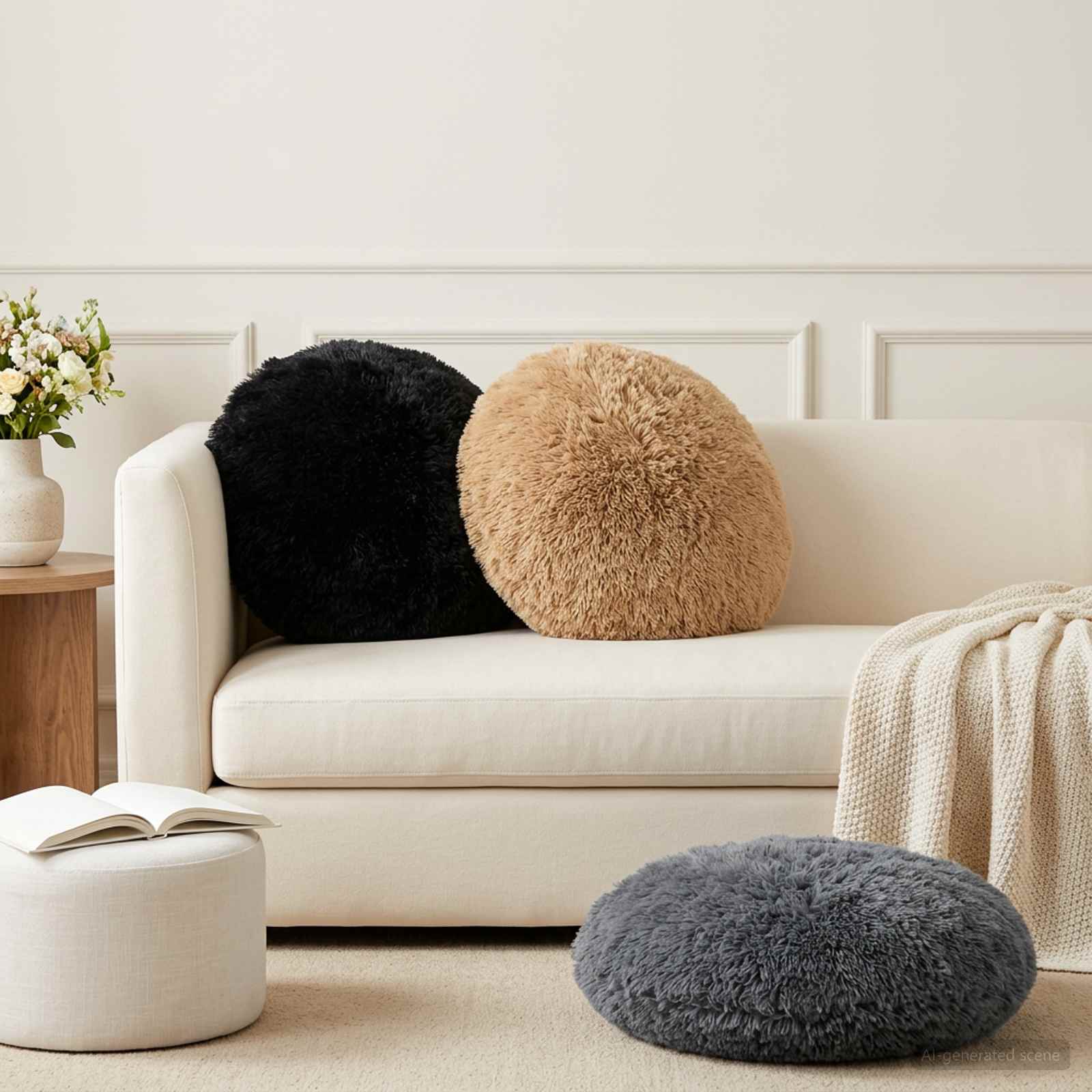 Kissenbezug 2 pcs HEERLEN Anthrazit Ø 50 cm PV Fleece