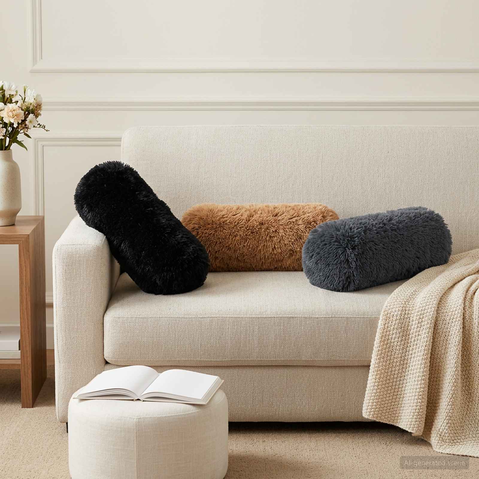 Kissen mit Kissen HEERLEN 6 Stk. Anthrazit PV Fleece