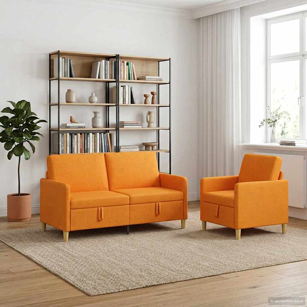 Sofa Set mit Stauraum 2 stk. Dunkelgelb Polyester