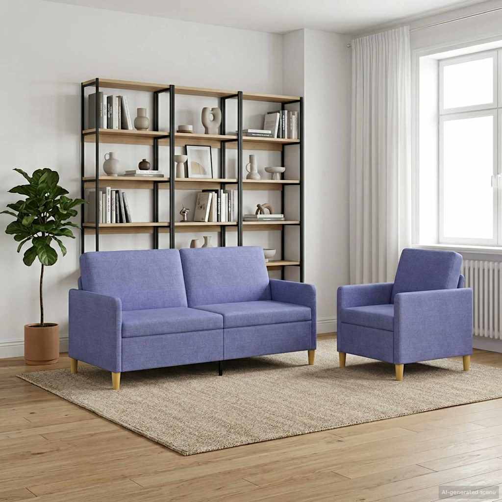 Sofa Set mit Stauraum 2 stk. Jeans blau Polyester