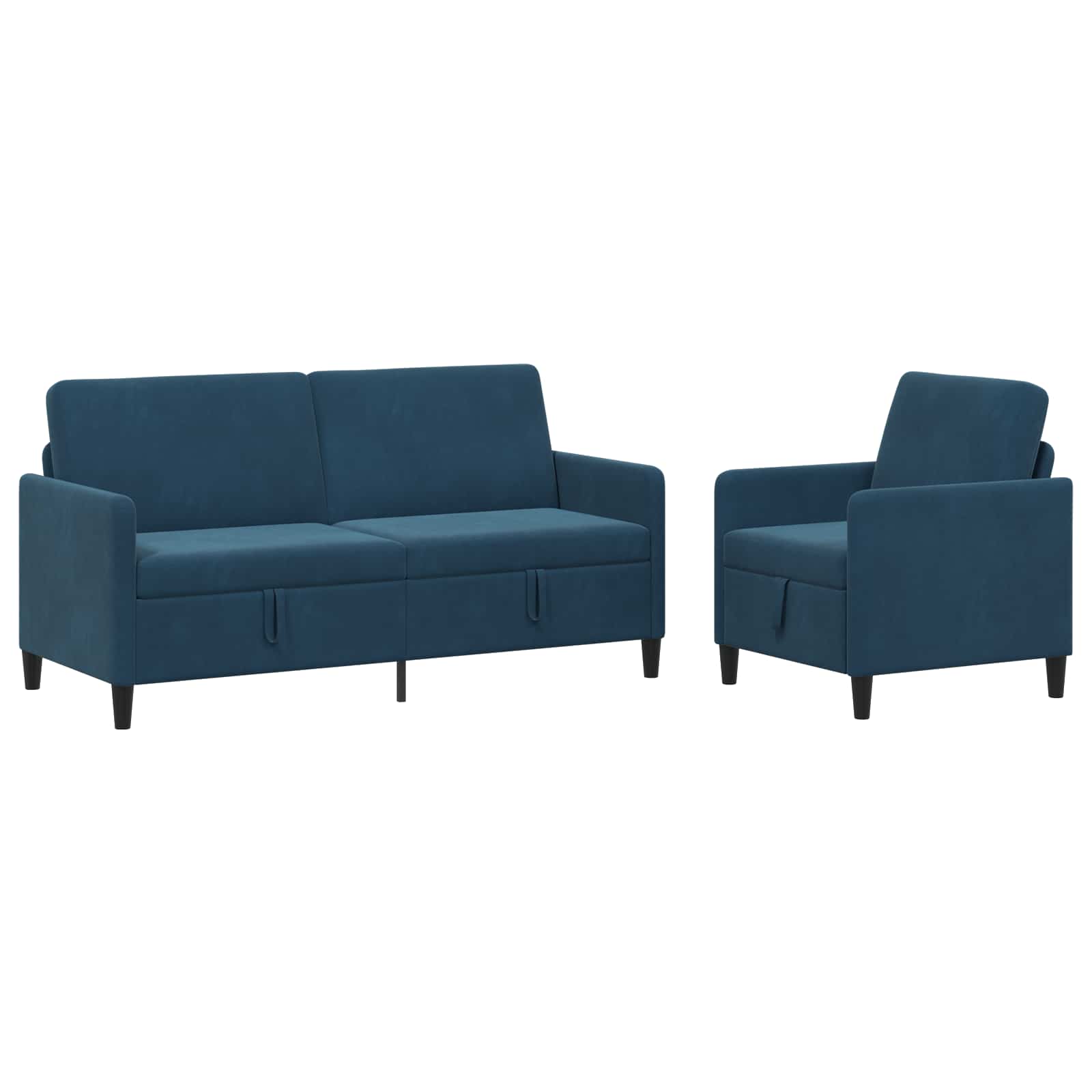 Sofa Set mit Stauraum 2 stk. Blau Polyester
