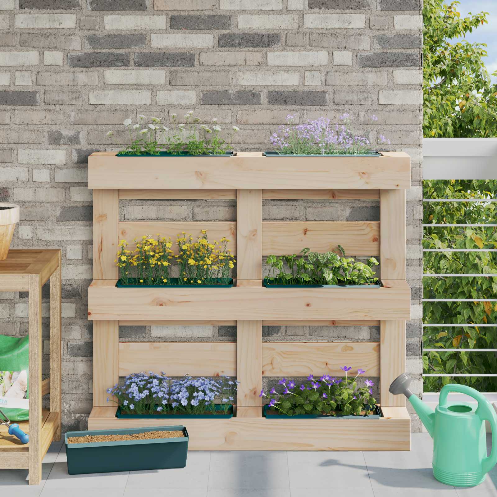 Blumenboxen für Euro-Paletten 12 stk. Grün 36 x 13,5 x 9,5 cm