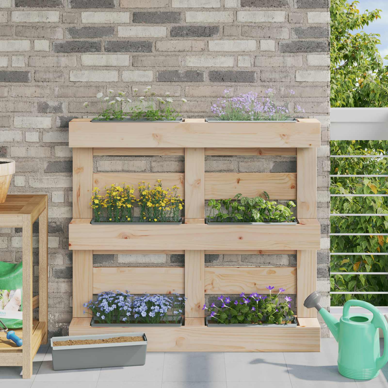 Blumenboxen für Euro-Paletten 12 stk. Hellgrau Polypropylen