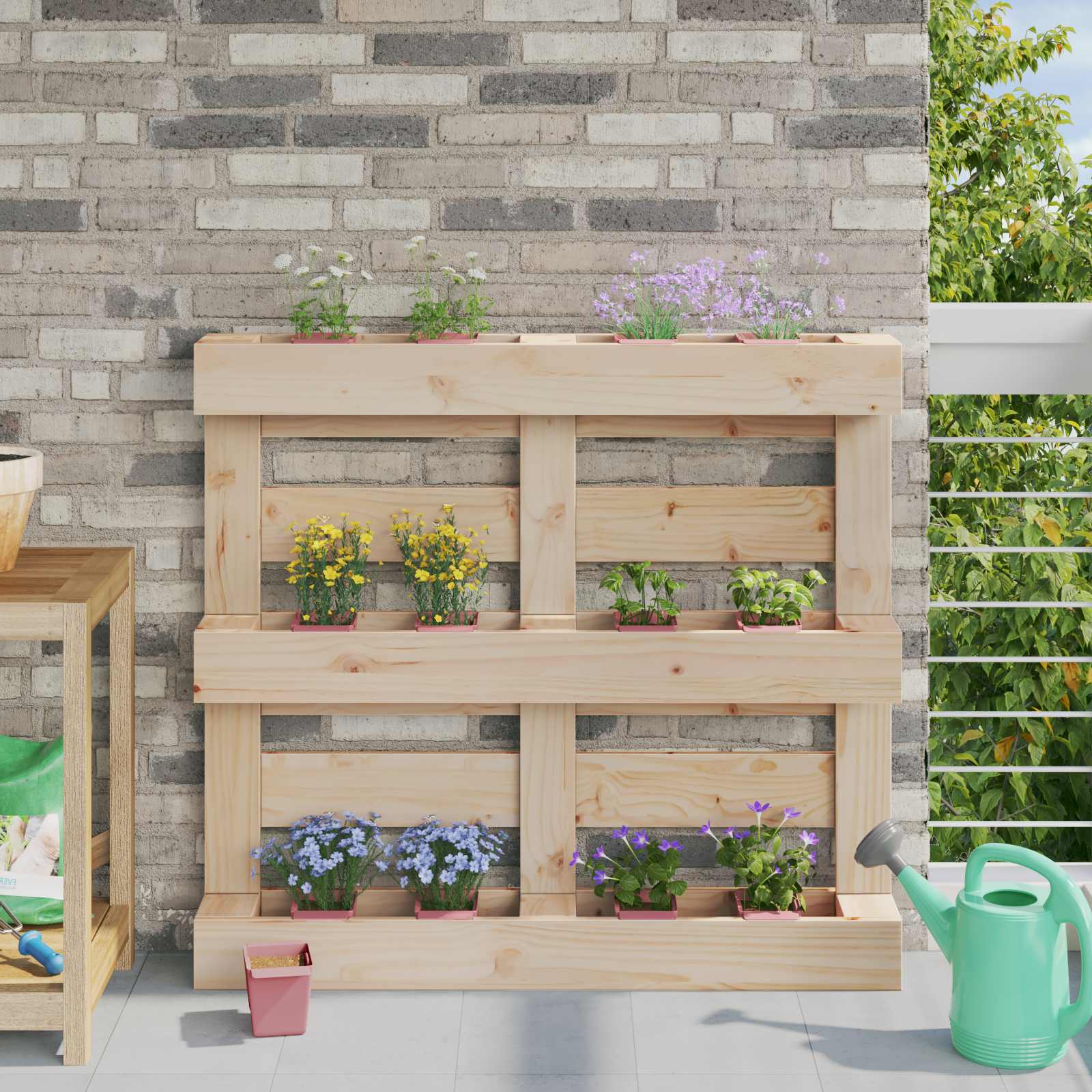 Blumenboxen für Euro-Paletten 12 stk. Braun 14 x 9 x 9,5 cm