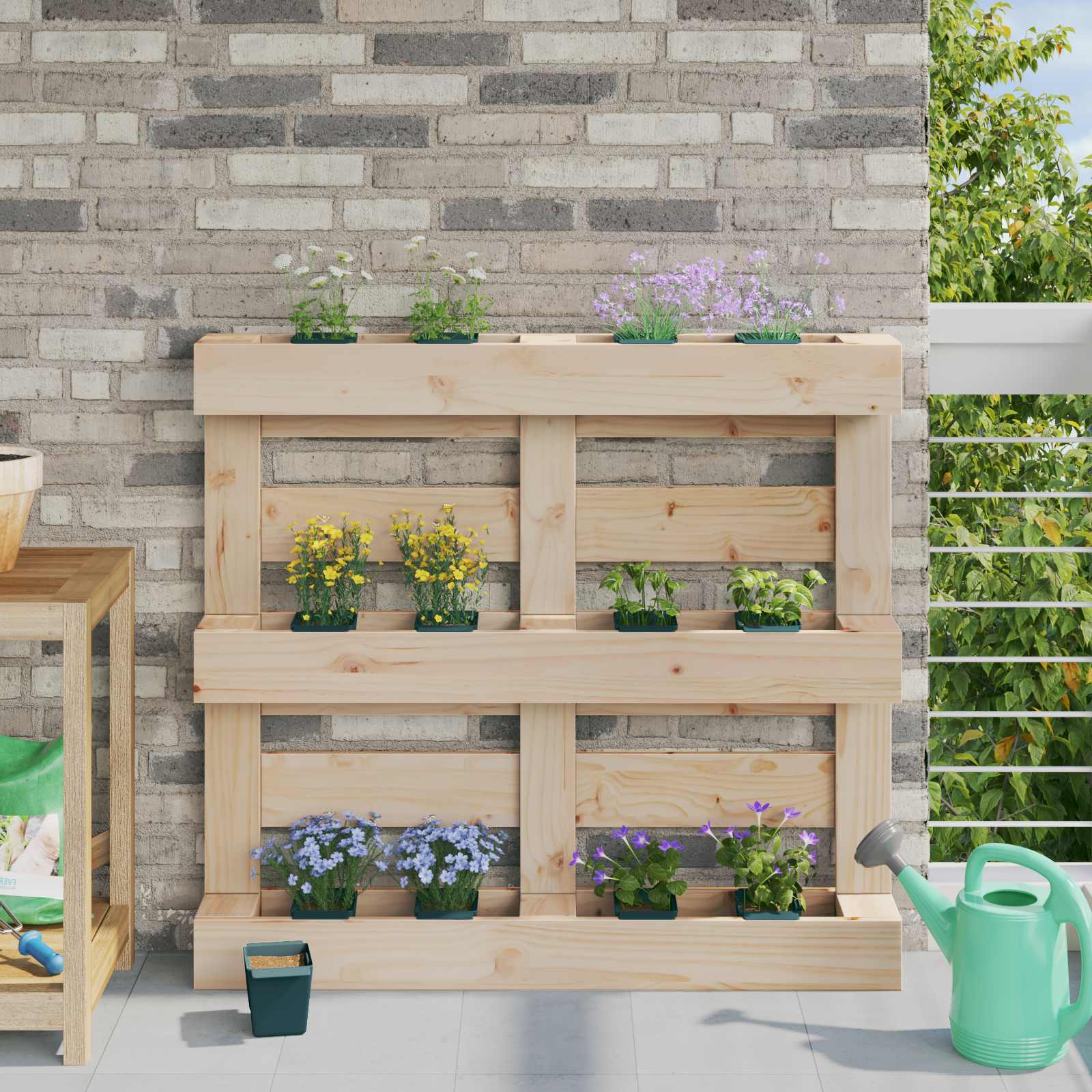 Blumenboxen für Euro-Paletten 24 stk. Grün 13,5 x 9 x 9,5 cm