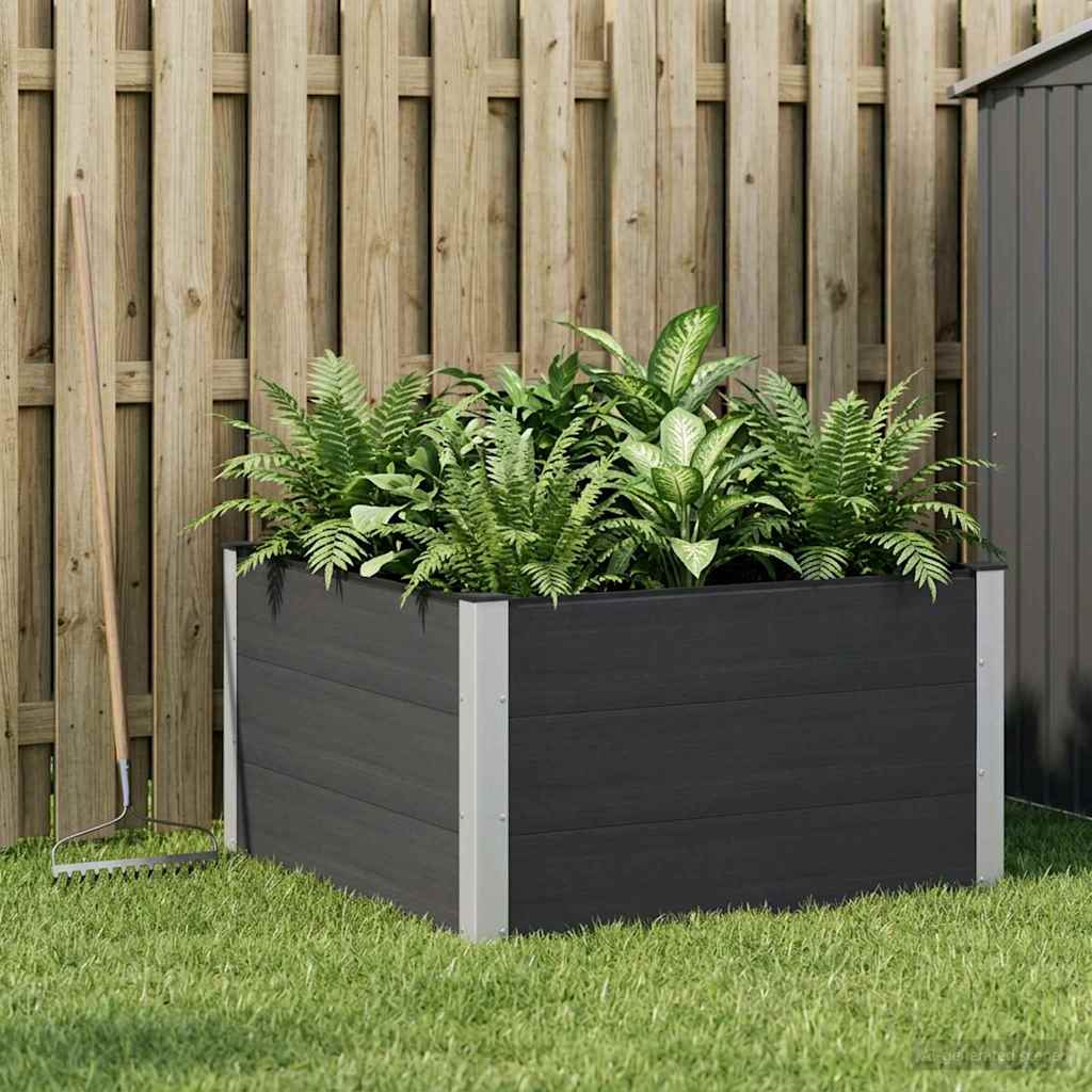 Hochbeet Schwarz 100 x 100 x 54 cm WPC und Aluminium