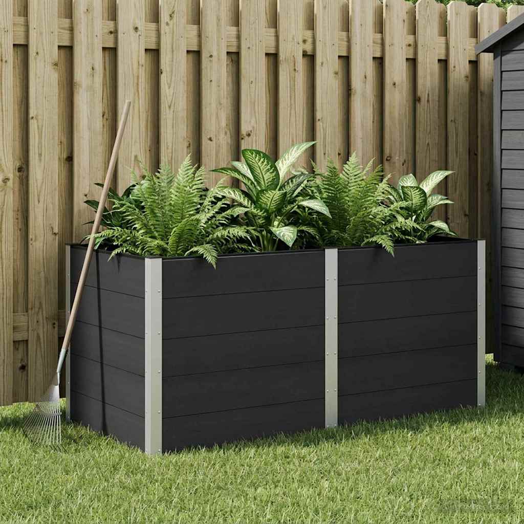Hochbeet Schwarz 200 x 100 x 91 cm WPC und Aluminium