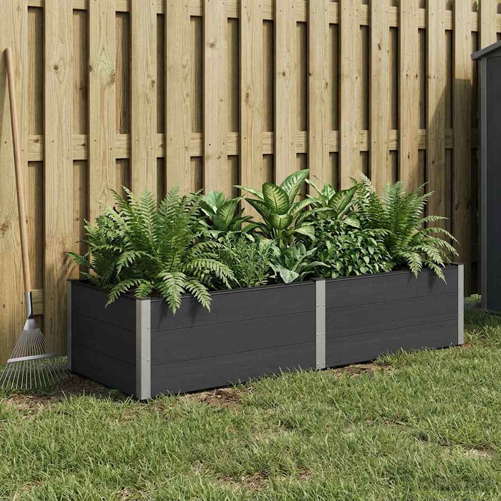 Hochbeet Schwarz 250 x 100 x 54 cm WPC und Aluminium