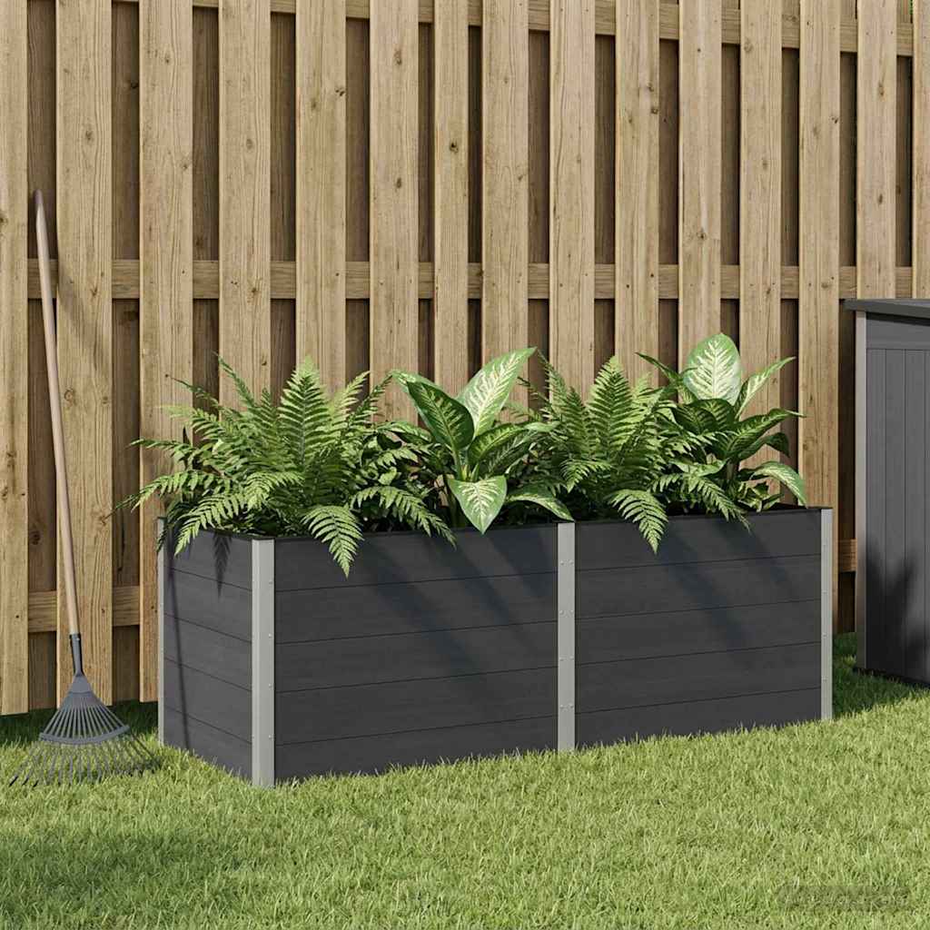 Hochbeet Schwarz 250 x 100 x 91 cm WPC und Aluminium