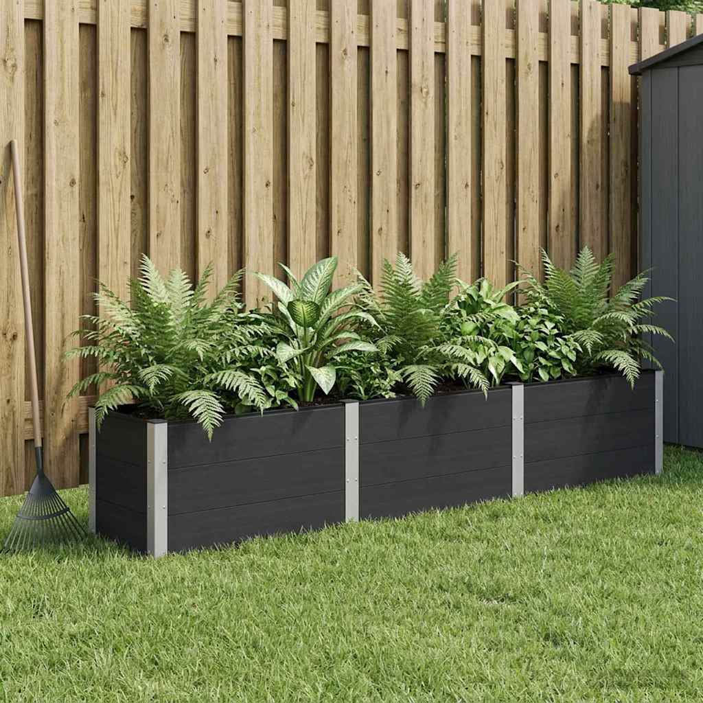 Hochbeet Schwarz 300 x 50 x 54 cm WPC und Aluminium