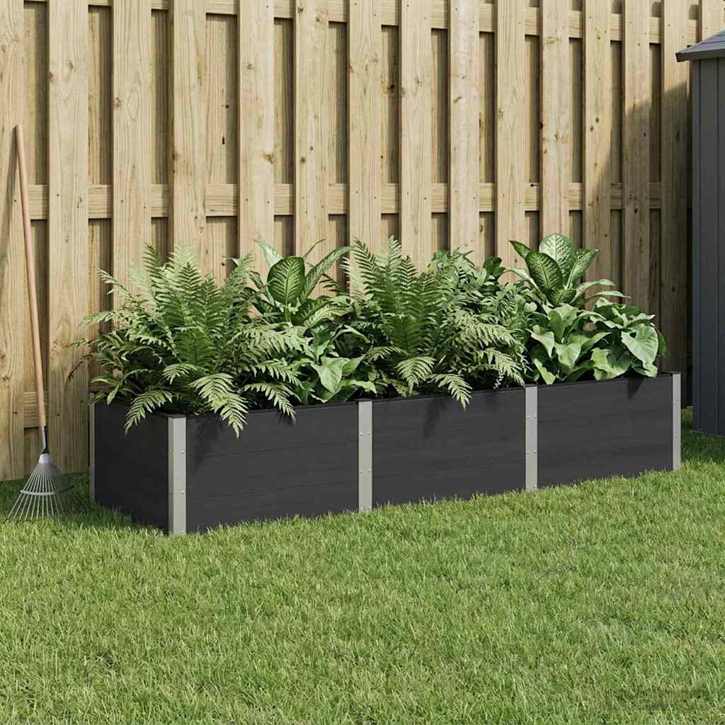 Hochbeet Schwarz 300 x 100 x 54 cm WPC und Aluminium