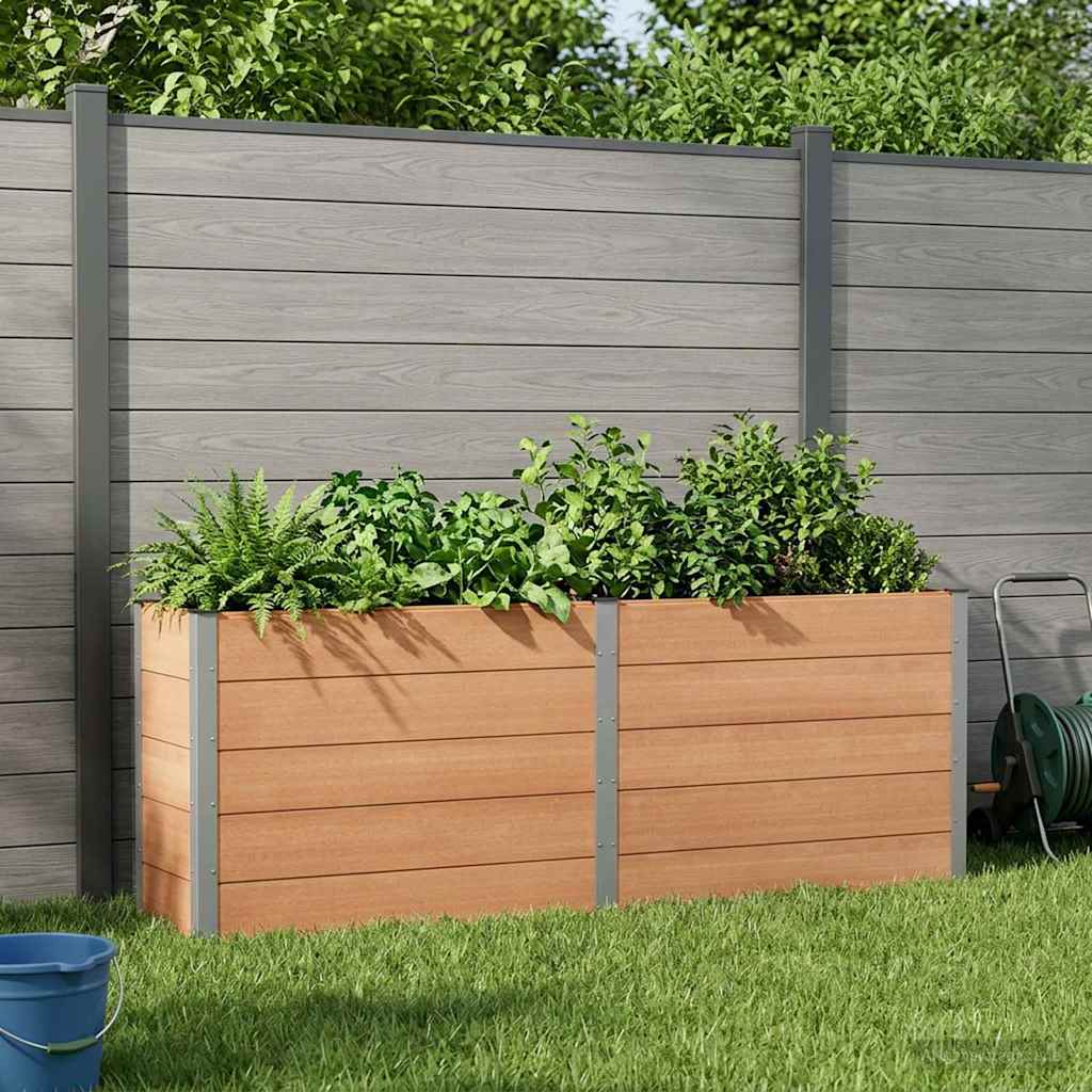 Hochbeet Braun 250 x 50 x 91 cm WPC und Aluminium