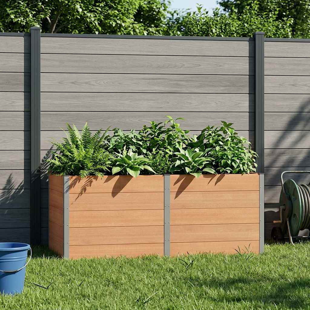 Hochbeet Braun 250 x 100 x 91 cm WPC und Aluminium