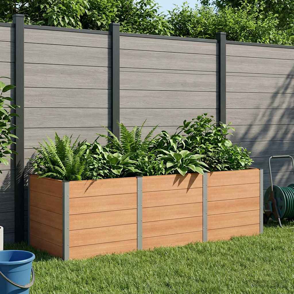 Hochbeet Braun 300 x 100 x 91 cm WPC und Aluminium