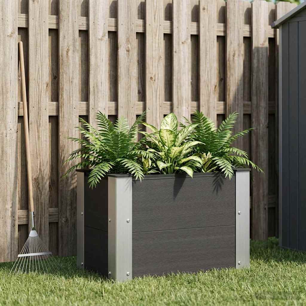 Hochbeet Schwarz 50 x 30 x 36 cm WPC und Aluminium