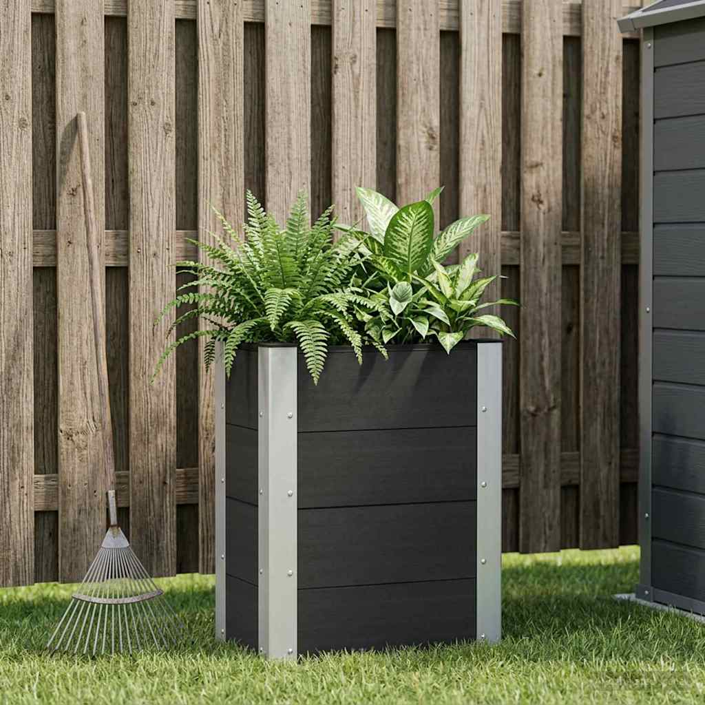 Hochbeet Schwarz 50 x 30 x 72 cm WPC und Aluminium