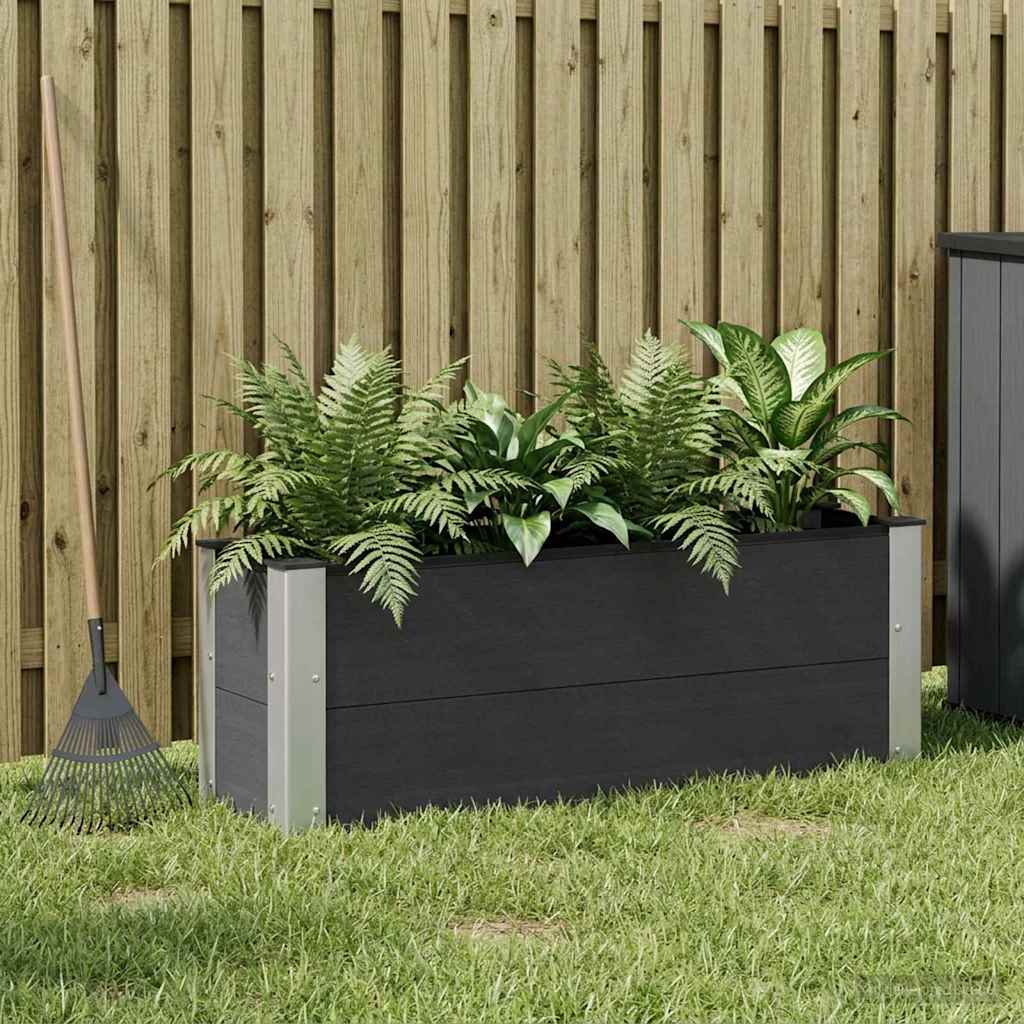 Hochbeet Schwarz 100 x 30 x 36 cm WPC und Aluminium