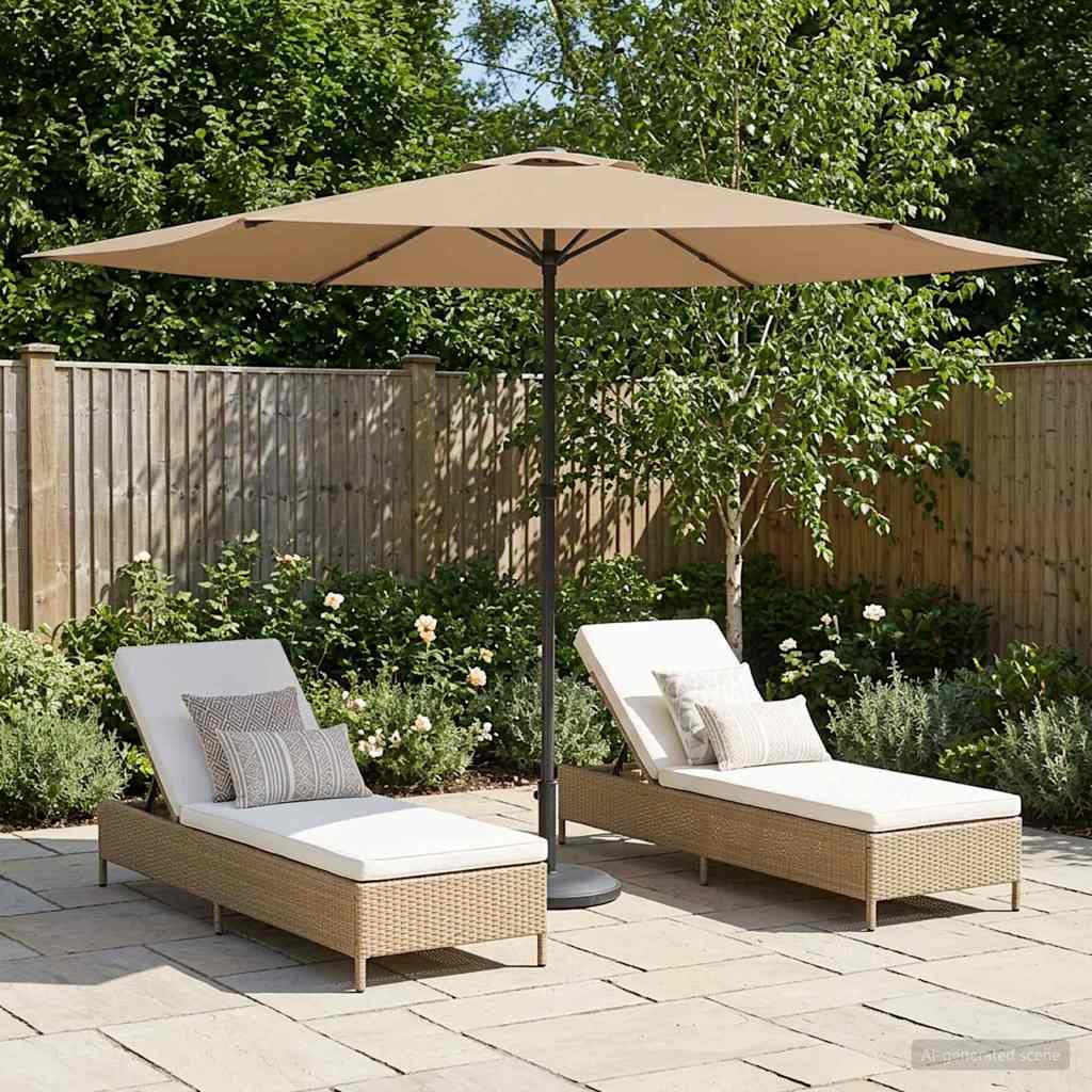 Gartensonnenschirm 300 x 300 cm Polyester Rechteckig Taupe