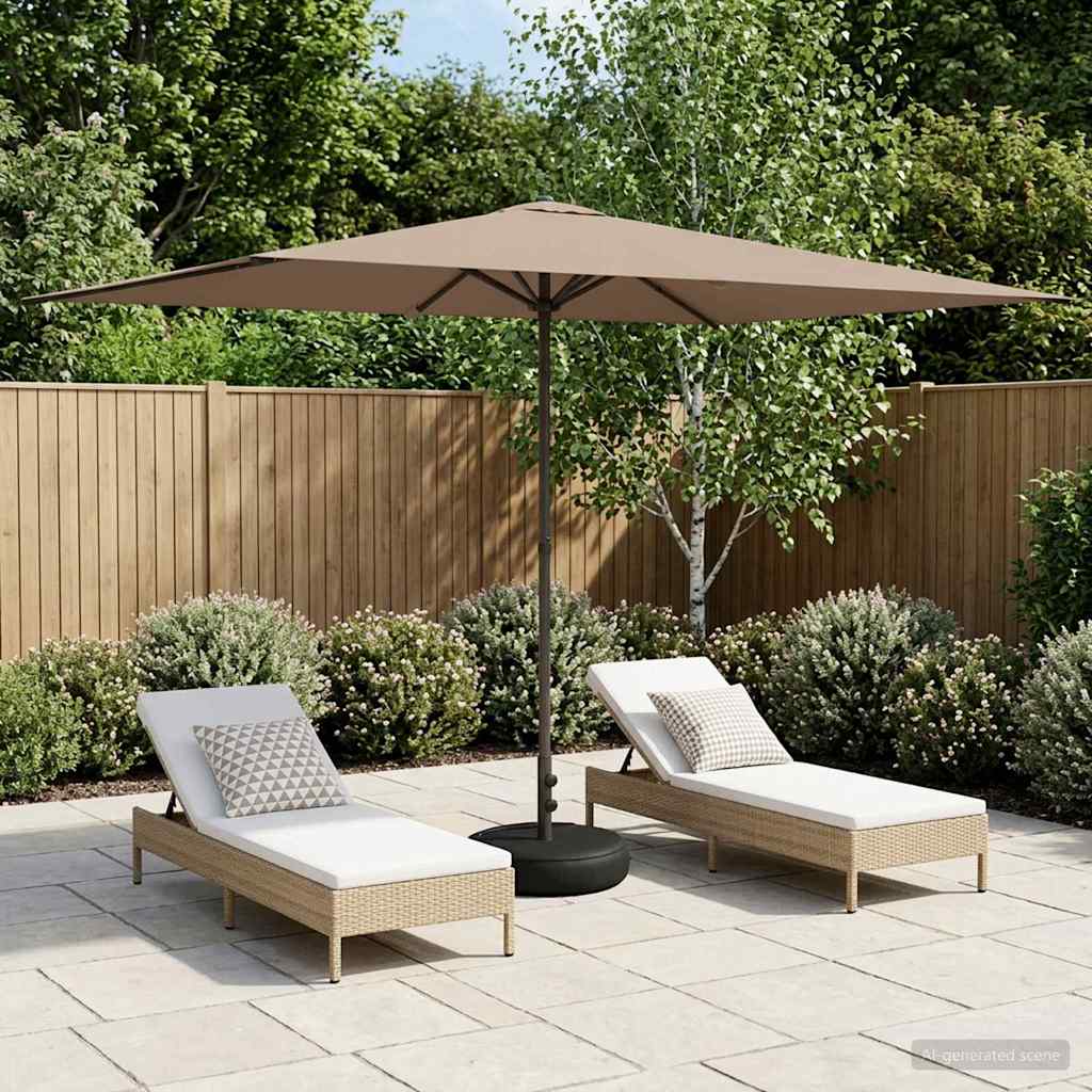 Garten-Schirm mit Fuß 200 x 300 cm Polyester Rechteckig Taupe