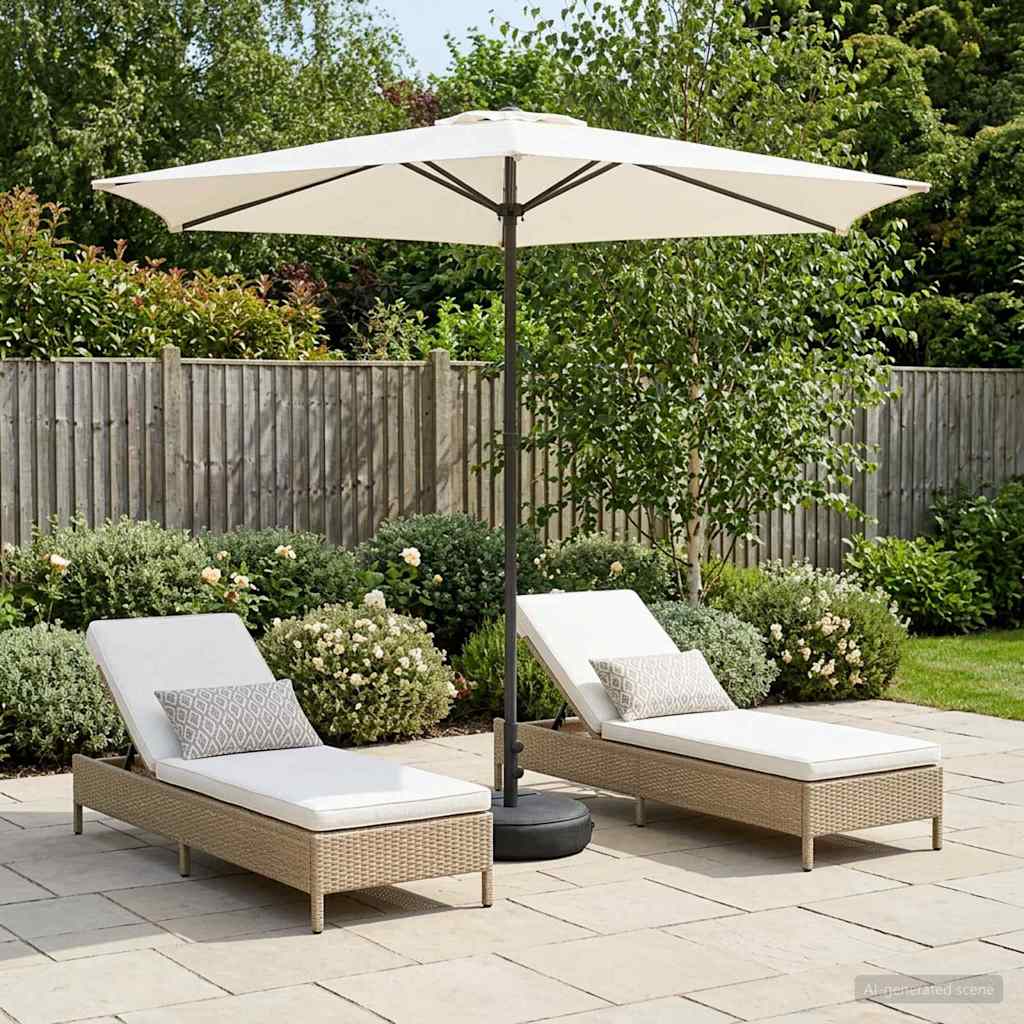 Garten-Schirm mit Fuß 270 x 270 cm Polyester Rechtwinklig Creme