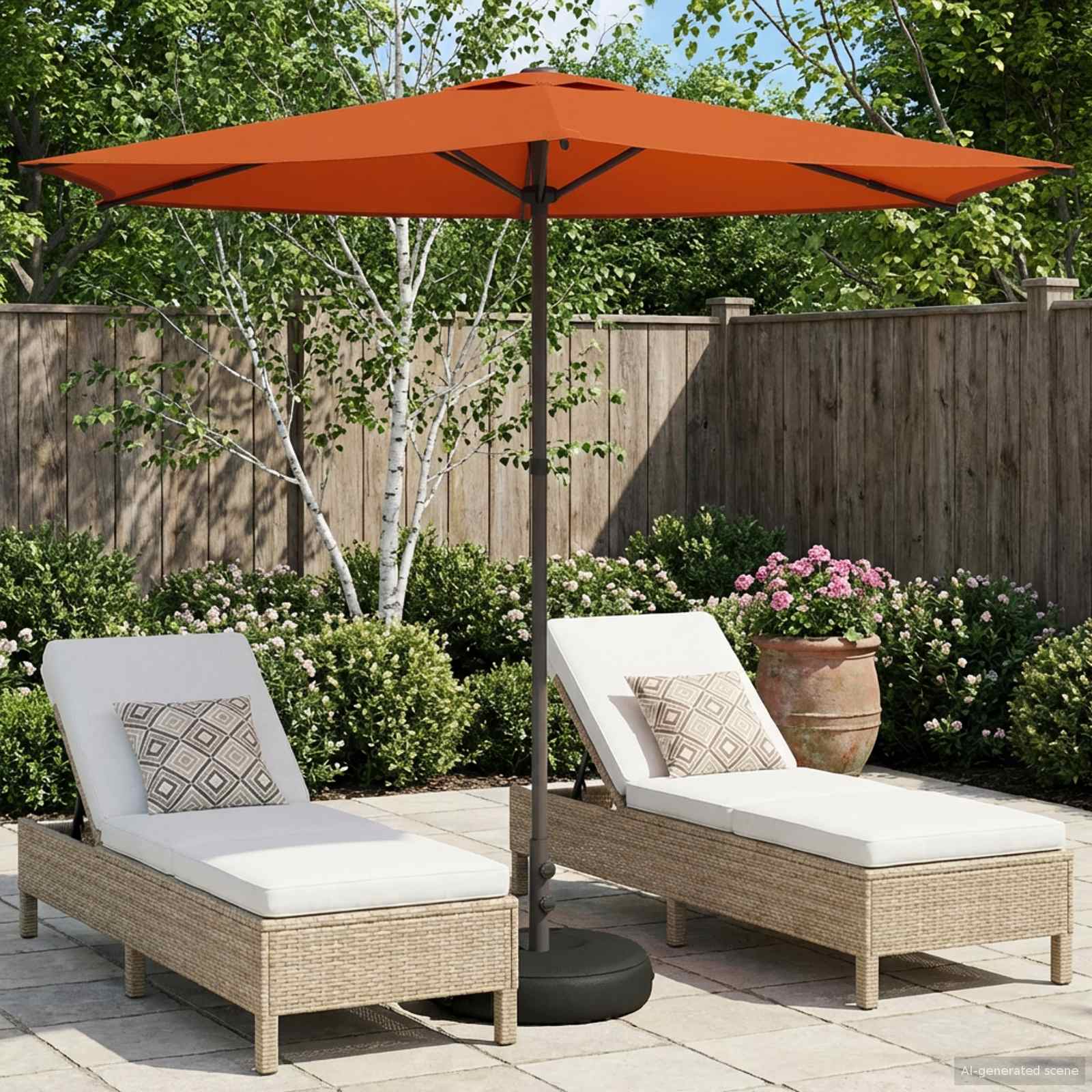 Garten-Schirm mit Fuß 270 x 270 cm Polyester Rechtwinklig