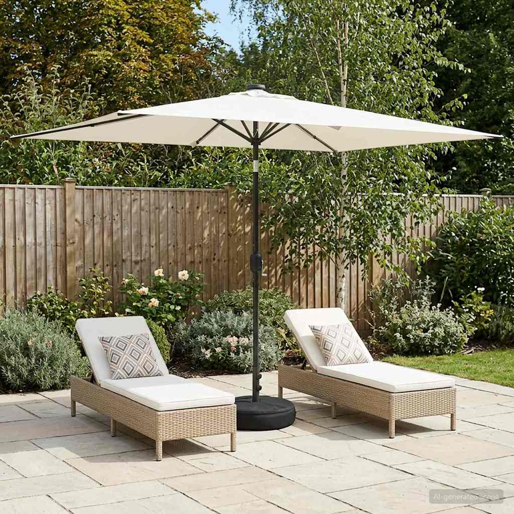 Gartenparasol mit LED-Lichtern und Sockel 200 x 300 cm