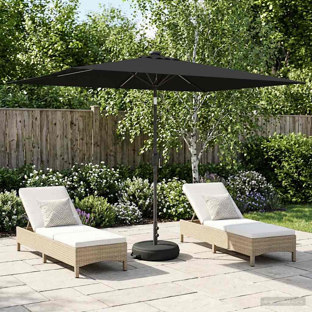 Gartenparasol mit LED-Lichtern und Sockel 200 x 300 cm