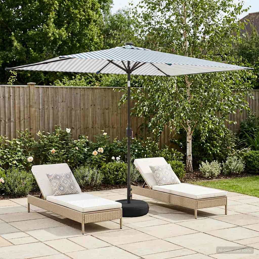 Gartenparasol mit LED-Lichtern und Sockel 200 x 300 cm