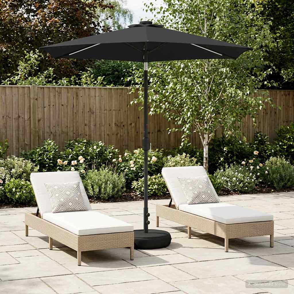 Gartenparasol mit LED-Lichtern und Sockel 230 x 230 cm
