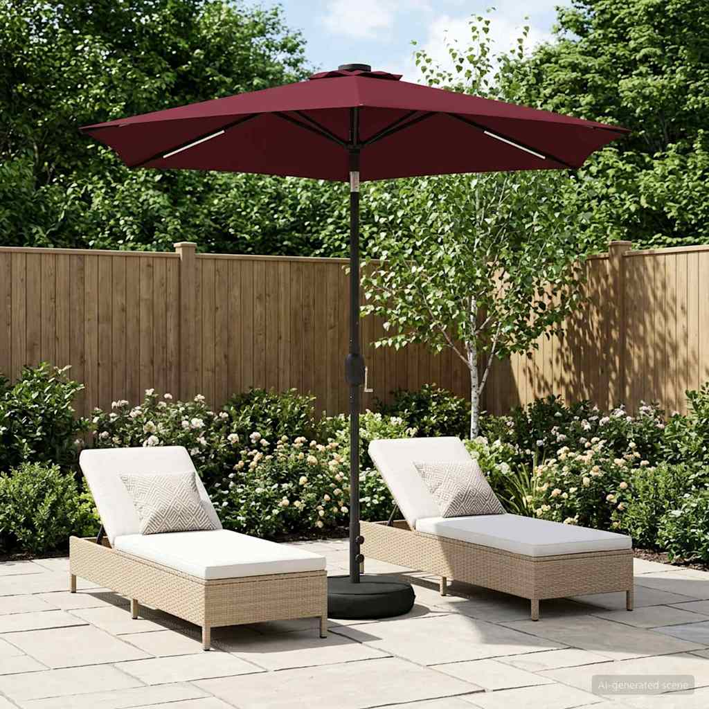 Gartenparasol mit LED-Lichtern und Sockel 230 x 230 cm