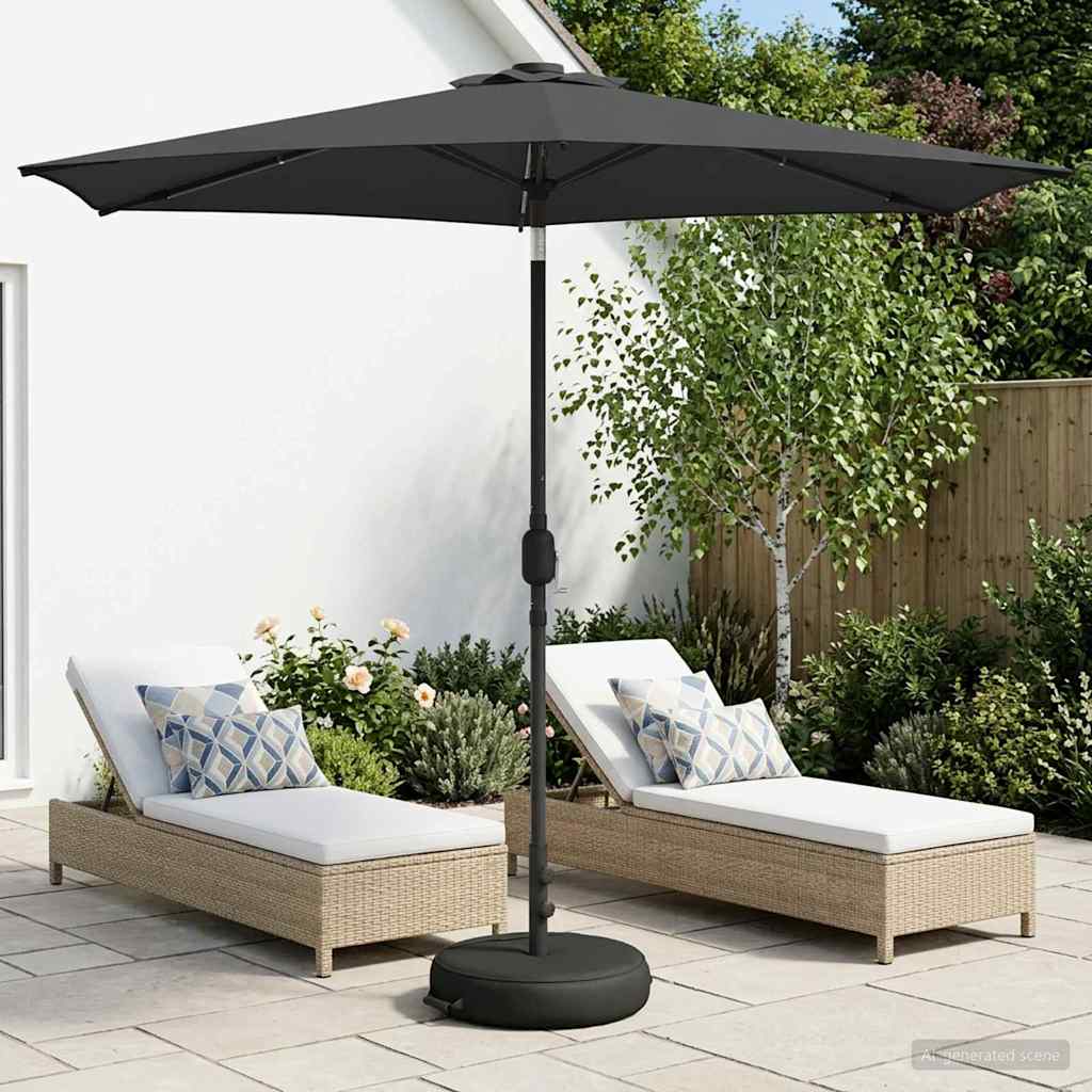 Gartenparasol mit LED-Lichtern und Sockel 270 x 270 cm