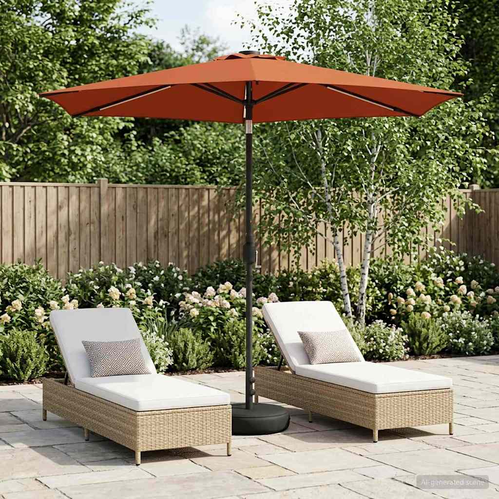 Gartenparasol mit LED-Lichtern und Sockel 270 x 270 cm
