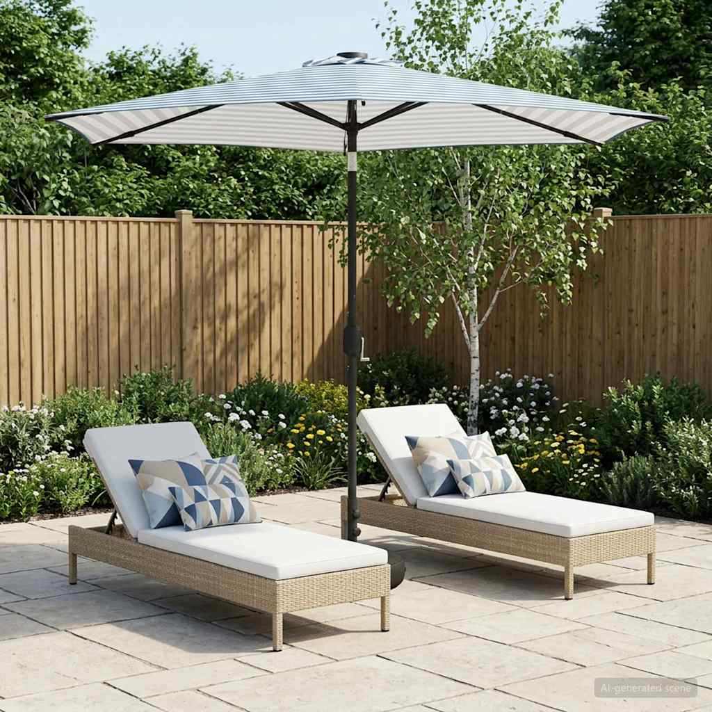 Gartenparasol mit LED-Lichtern und Sockel 270 x 270 cm
