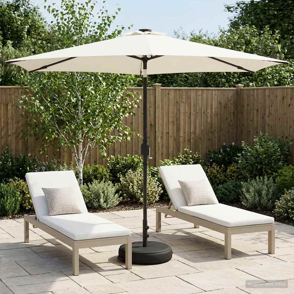 Gartenparasol mit LED-Lichtern und Sockel 300 x 300 cm