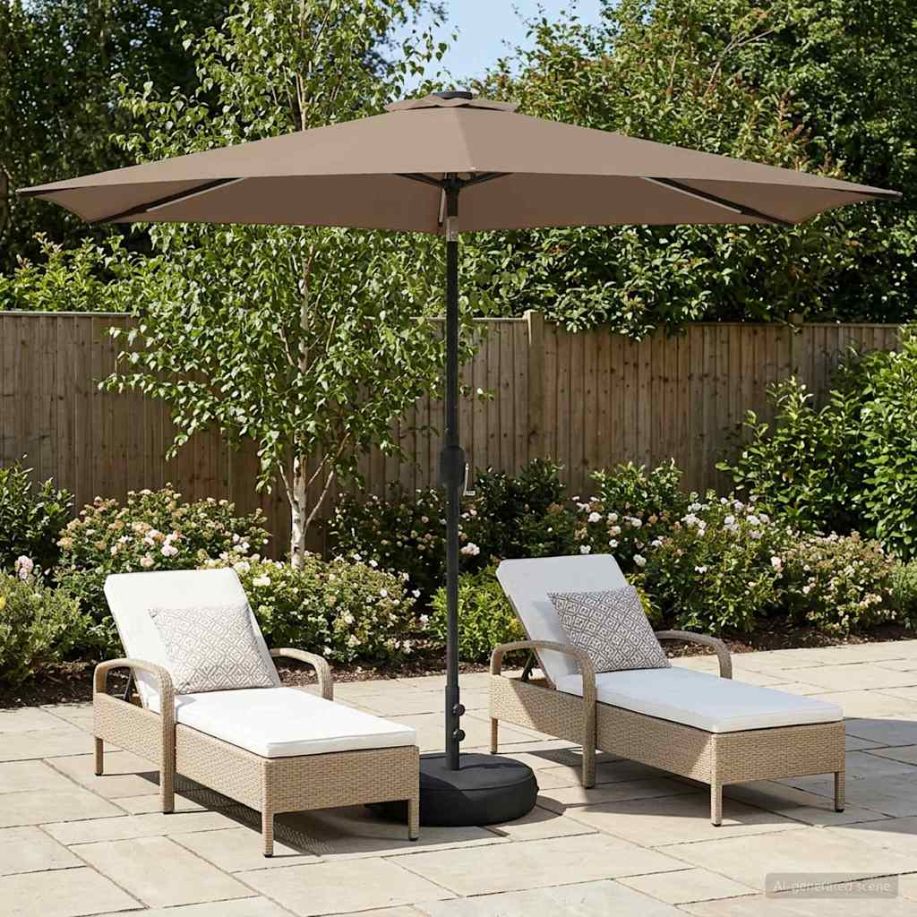 Gartenparasol mit LED-Lichtern und Sockel 300 x 300 cm