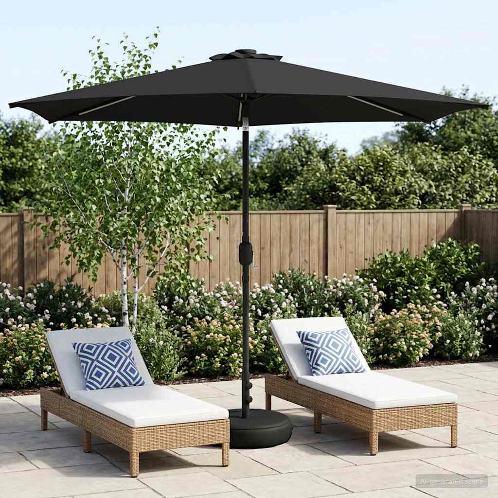 Gartenparasol mit LED-Lichtern und Sockel 300 x 300 cm