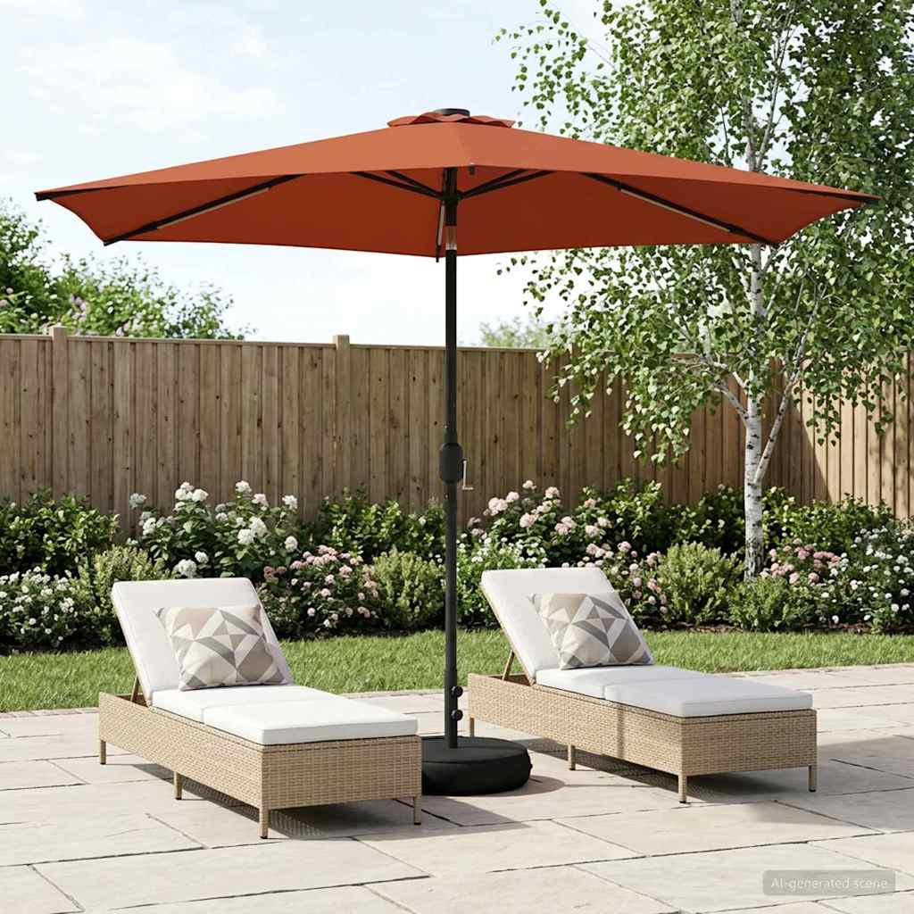 Gartenparasol mit LED-Lichtern und Sockel 300 x 300 cm