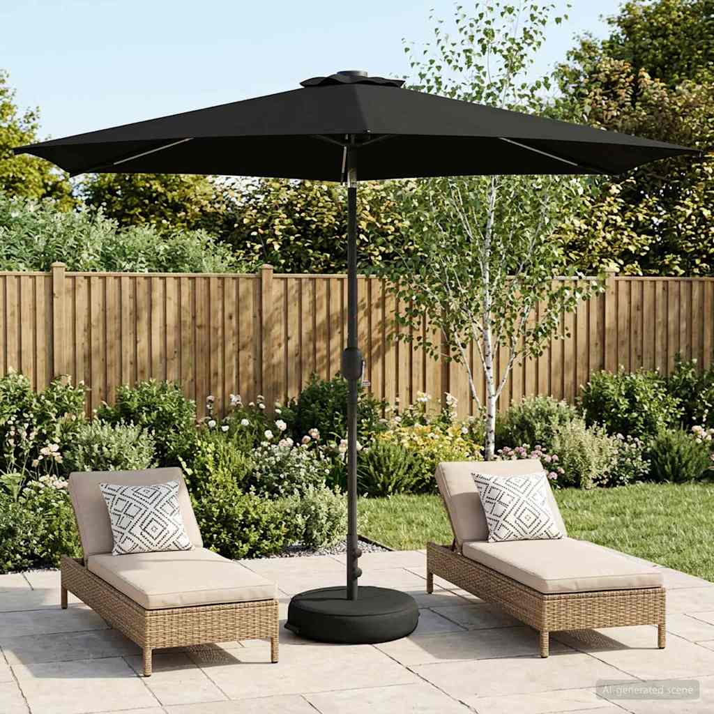 Gartenparasol mit LED-Lichtern und Sockel 300 x 300 cm