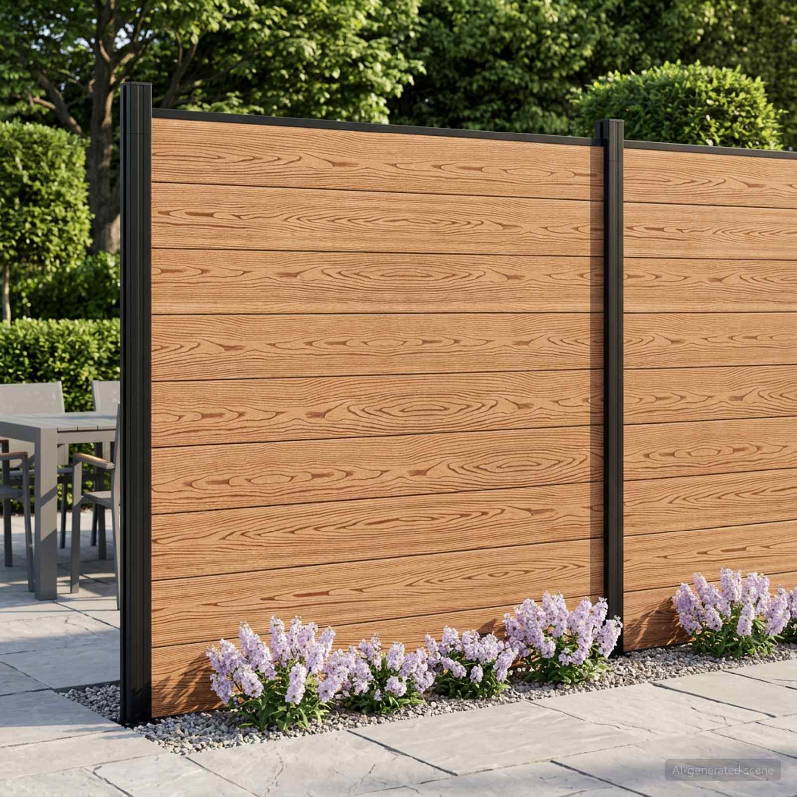 zaunset 175 x 186 cm WPC und Aluminium Braun