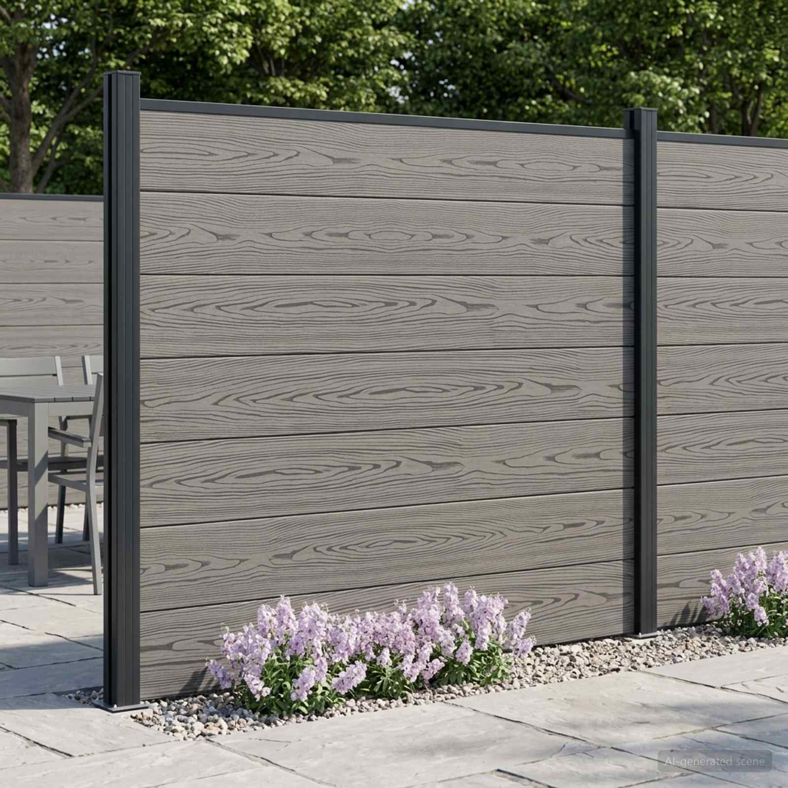 Zaunelement WPC und Aluminium Grau