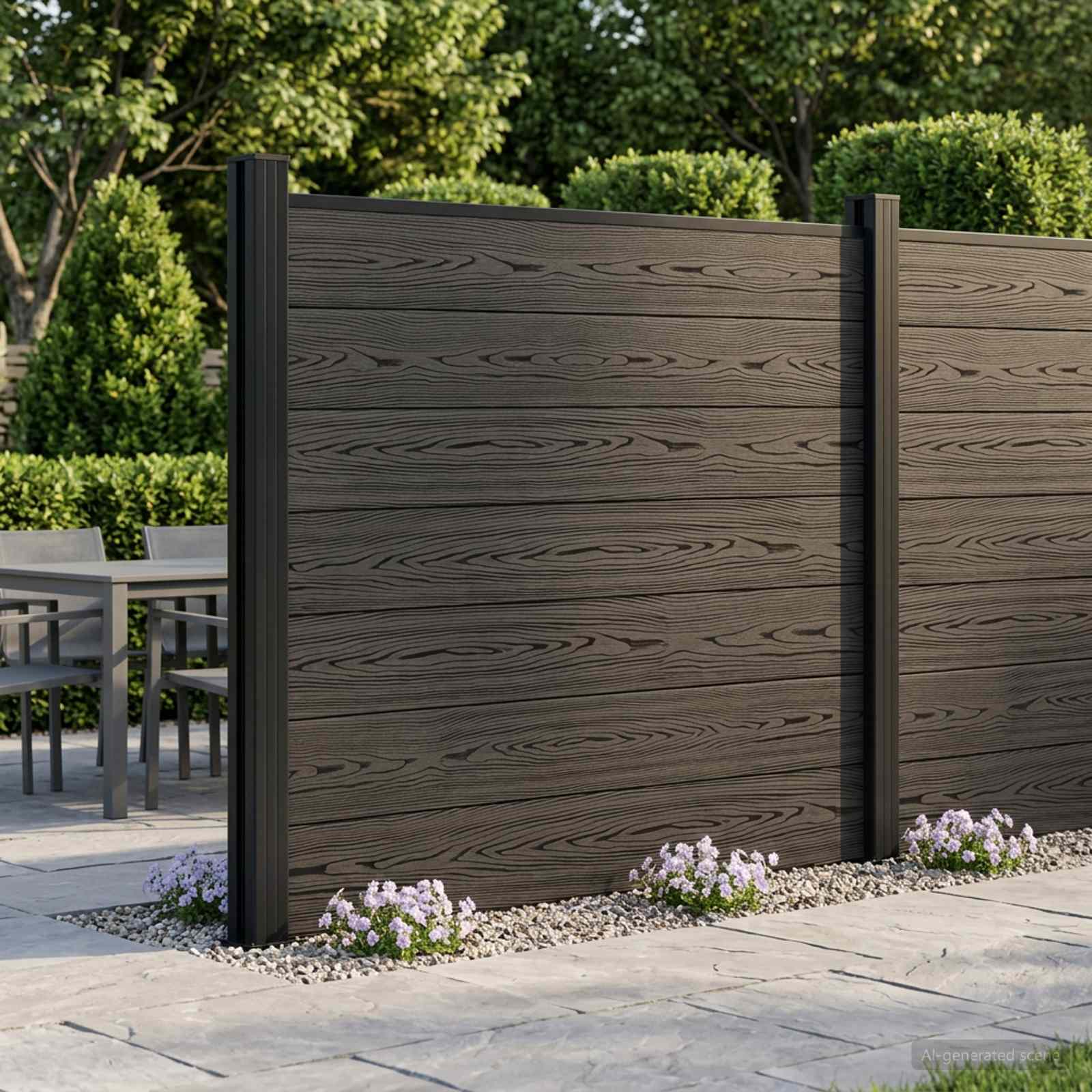 Zaunelement WPC und Aluminium Schwarz