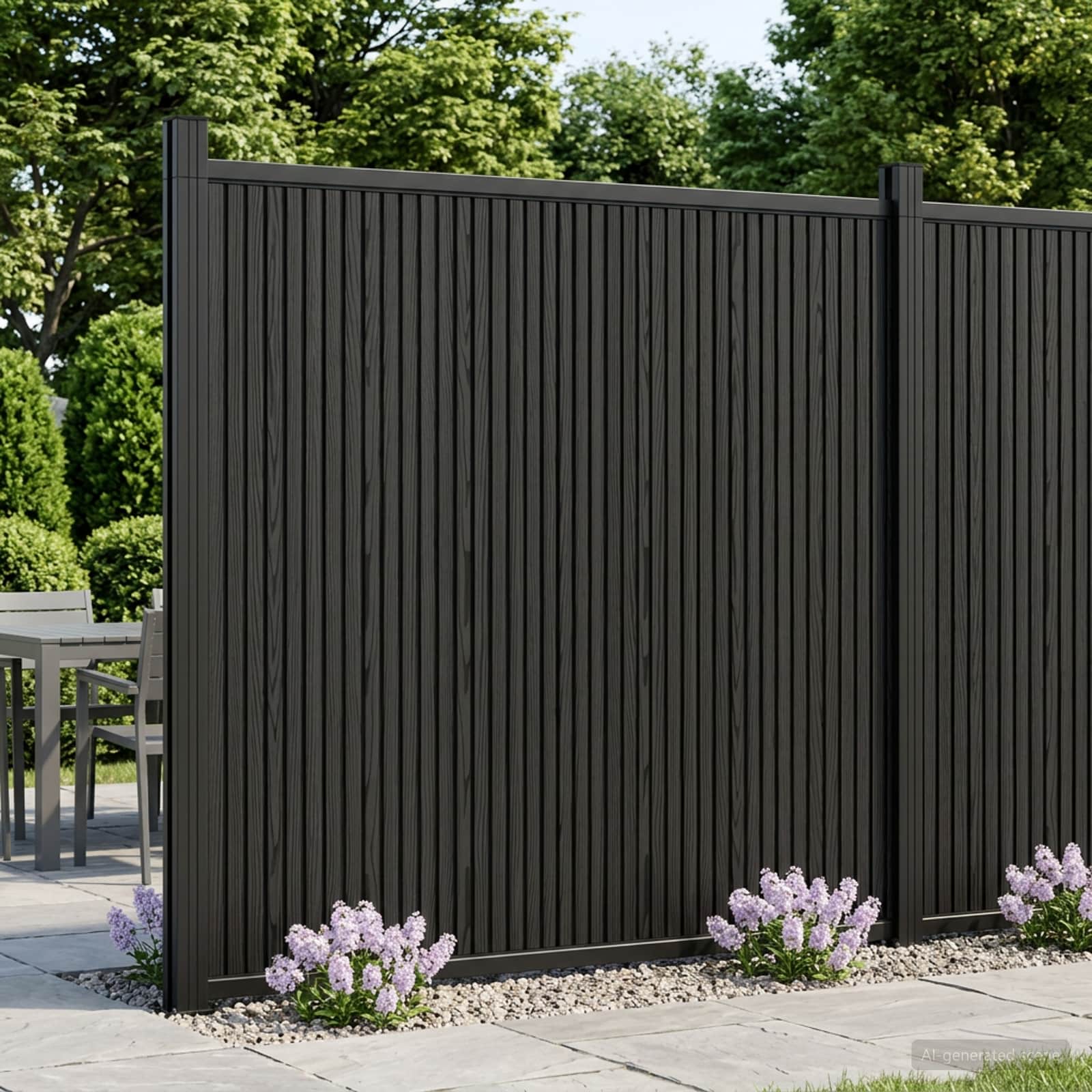 Zaunelement 2 stk. 355 x 186,5 cm WPC und Aluminium Schwarz